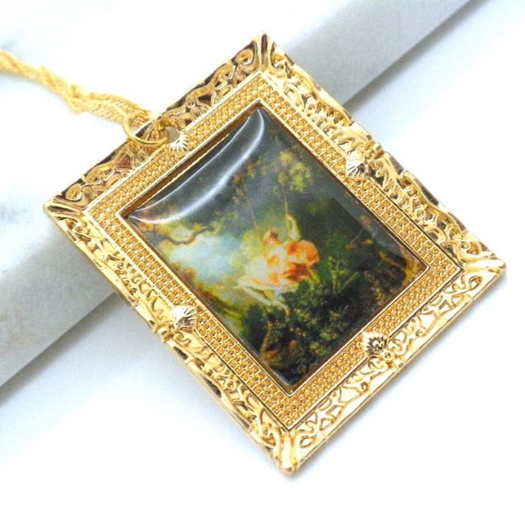Swing Jean Honore Fragonard Framed Print Necklace - Picture 2 of 2